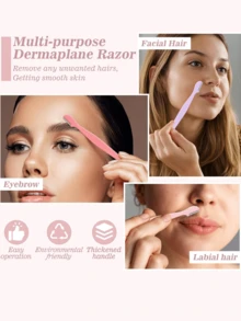 24件套女士修眉刀套装，多种颜色可选，轻松去除面部毛发，直柄修眉器，男女通用脱毛器，带保护盖，适合初学者，避免划伤面部或身体 - 彩色 - 查看 2