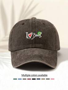 1顶“我爱巴西国旗”图案水洗棒球帽，经典休闲复古风，可调节后扣，轻便防晒，适合户外运动、日常佩戴、聚会、送礼，四季皆宜。 - 水洗帽 - 查看 12