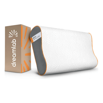 Almohada Ortopédica Cervical Memory Foam Gel Dreamlab Neck+ Tamaño Estándar XL Almohada de cuello | Tela Bambú | Hipoalergénica, Certificada CertiPUR-US, Oeko-Tex Standard 100 | Firmeza: Firme Medio