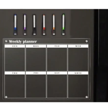 1pc Magnetic Transparent Refrigerator Calendar Board (Comes With 6 Magnetic Whiteboard Pens), Acrylic Writing Board, Transparent Pattern Memo Board, Reusable Weekly/Monthly Planner Magnetic Refrigerator Sticker, Acrylic Memo Board, Magnetic Acrylic Dry Erase Board, Reusable Meal Planner - Multicolor - View 14