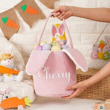 1 giỏ quà Phục Sinh bằng vải nhung kẻ cá nhân hóa, giỏ quà hình thỏ Phục Sinh thêu theo yêu cầu, giỏ quà thỏ Phục Sinh cho trẻ em (có thể tùy chỉnh tên), giỏ quà săn trứng Phục Sinh, quà tặng Phục Sinh cho trẻ em, giỏ đựng đồ du lịch - Nhiều màu - Xem 7