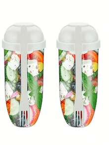 Tasse à salade de petit-déjeuner portable avec fourchette, couvercle et tasse à sauce, tasse d'avoine, tasse mélangeur de salade multifonctionnelle, convient pour contenir des légumes, des fruits et du yaourt, idéal pour le petit-déjeuner, le déjeuner, le goûter, taille compacte pour s'adapter dans un sac - Blanc - Voir 7