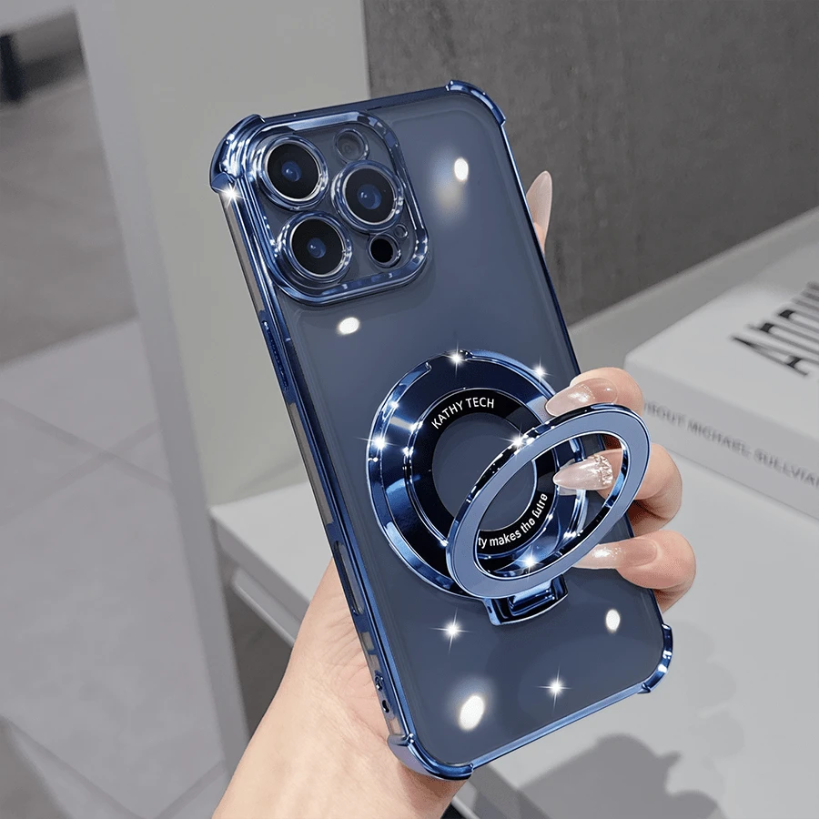 Drop-Resistant Anti-Drop Phone Case Compatible With IPhone 17 15 Pro Max Bracket Holder Stand Case Luxury Transparent Plating Lens Protecion Cover Compatible With IPhone 17/6/7/8/X/XS/XR/11/12/13/14/15/16/16e, Galaxy S22/23/24/25/S24 FE/S25 EDGE, A04/05/06/A14/A15/A16/A24/A25/A34, Compatible With Redmi Note 9/10/11/12/13, Compatible With Redmi 9/10/12/13C 14C, OPPO, MOTO, Honor X, HW, RENO Realme C53 C55 C61 C63 C65 C75