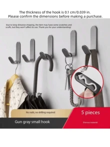 5pcs Multi-Functional Stainless Steel Small Hooks - Self-Adhesive Storage Rack Hooks, Bathroom Accessories, Bathroom Hooks, Room Decor, Wall Mounted Organizer, Suitable For Key Rack, Bag Rack, Door Hooks, Bathrobes And Towel Racks - Perfect For Kitchen, Bathroom And Wall Door Storage. - Multicolor 2 - View 10