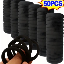 100 Pieces - Black Elastic Hair Bands Simple Seamless Elastic Hair Ties QPDL - màu đen - Xem 10