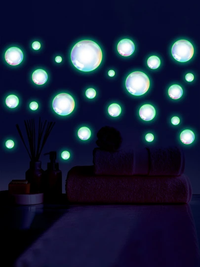 1pc Glow-In-The-Dark Bubble Wall Sticker, Suitable For Children's Room, Bedroom, Living Room, Entrance, Decorative, Self-Adhesive, Removable