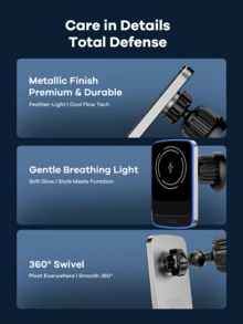 REMAX 15W车载无线快充；自动夹紧；360°自由旋转；稳固防震；中控台手机支架；通用导航支架；兼容/安卓；汽车配件；汽车用品 - AZ-C07 - 查看 7