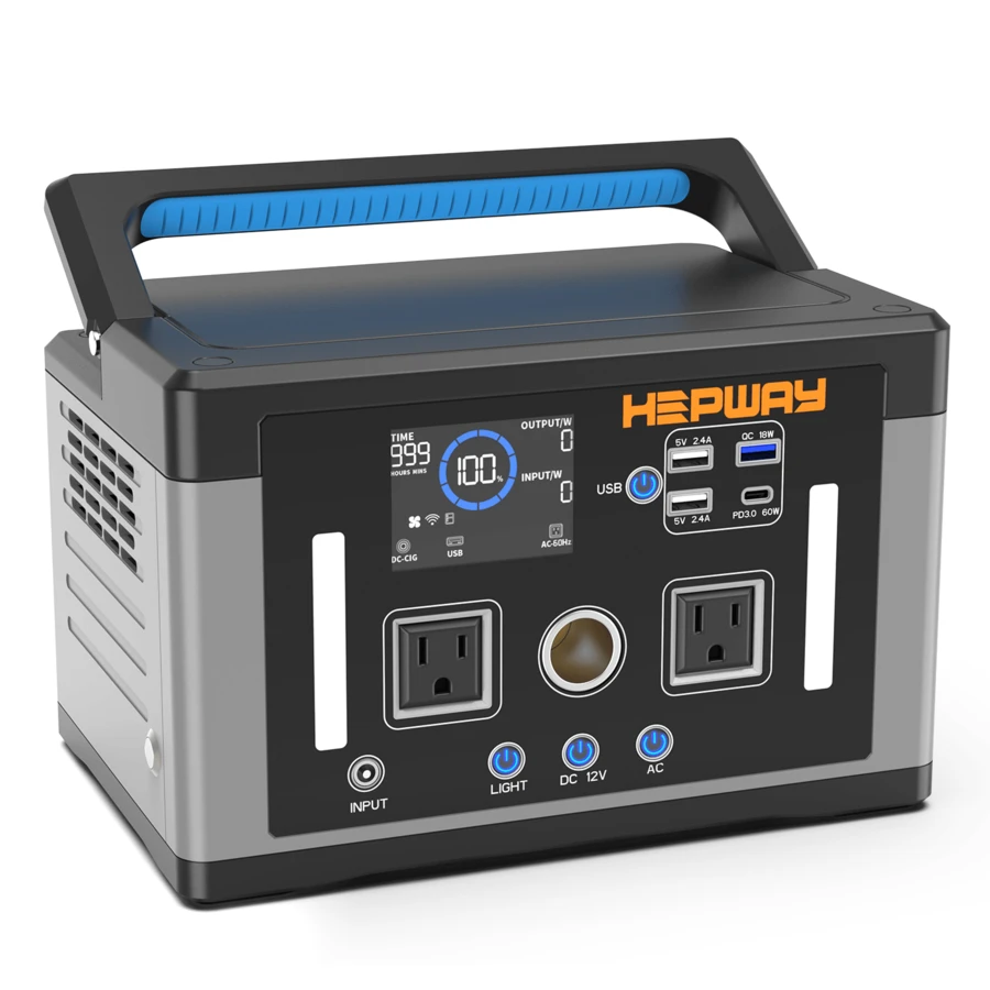 Portable Charger 1000W Peak Power Station 577Wh (156000mAh)  Camping Equipment Backup Lithum Battery, 12lb Lightweight Solar Generator For Uninterrupted Power Supply Of Low-Power Appliances, PD 3.0 Type-C/QC 3.0 USB-A Fast Charging With 120V Pure Sine Wave AC Outlet, Battery Powered Generator For Home Emergencies, Camping & RVs,Blackout, CPAP - 查看 1