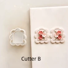 Vintage Floral Frame Polymer Clay Cutters– Retro Style Craft Tools For Floral Jewelry Making, DIY Earrings Charms & Handmade Decor - White - View 11
