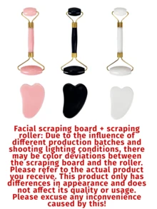 2件套面部刮痧按摩工具套装：1个双头按摩滚轮，1个心形刮痧板，面部按摩可消除浮肿，舒缓提拉肌肤，令肌肤焕发光彩。适用于美容、护肤、水疗、自我护理、护肤工具、面部护理、美容师用品、按摩、面部按摩工具、面部滚轮。 - 彩色 - 查看 10