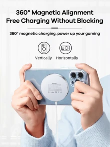 ReMax 15W Magnetic Wireless Charger, Suitable For Smartphones; Slim & Fashionable Design; 360° Magnetic Alignment; Multi-Protection Charging, Ideal For Office, Dorm And Home Use. - RP-w58 - View 6