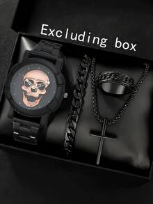 4pcs/Set Men's Elegant Versatile Quartz Watches, Fashion & Minimalist Watch Set - Black - View 9