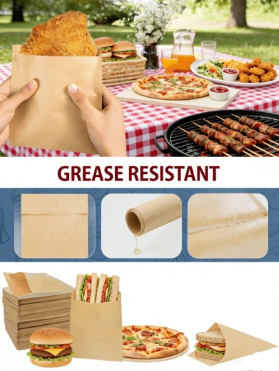 10/30/50PCS Oil-Proof Parchment Bags, Disposable Snack & Sandwich Wraps For Picnics Office Bakeries