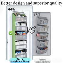 5-Tier Hanging Storage Organizer With 10 Extra Large Side Pockets, Anti-Tilt Design & 44 Lb Heavy-Duty CapacityMulti-Purpose Over The Door Pantry Organizer For Bedroom, Bathroom, Dorm & PantryPerfect For Toiletries, Snacks - Black - View 3