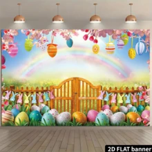 Easter Eggs Backdrop For Photography Spring Flowers Photo Backdrop Background Banner - Multicolor 1 - View 2