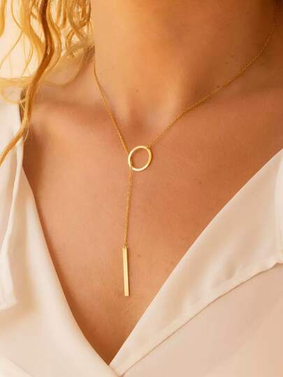 1pc New Minimalist Metal Ring Necklace For Women