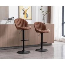 WAHSON OFFICE CHAIRS 2PCS Wahson Adjustable Velvet Bar Stool High Bar Chair Counter Stools With Gold Leg, Padded Gold Stool For Bar/Kitchen - Mocha Brown - View 4