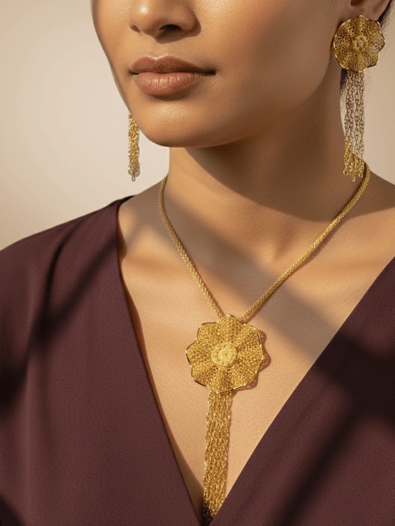 CIZME 1Set 18K Gold Jewelry Set Drop Earring&Necklace,Chain Tassel Ramadan Jewelry Jewelry Set, Luxury Eid Mubarak Gift For Women - Gold - View 1