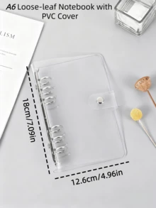 1pc A5/A6 Single Ring Transparent Detachable Portable Binder, Minimalist Transparent Notebook 6-Ring Loose-Leaf, Creative Design For DIY Planner, Fits Photos, Documents, Papers, Convenient For School And Office, Back To School Season