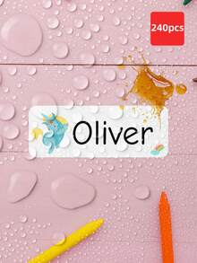 1/60/120/240pcs Customized Name Labels, Personalized Text Stickers, Cute Animal Pattern Waterproof Oil-Proof Transparent Labels, Perfect For Back To School, Lunch Boxes, Personal Items, Also Suitable For Tea Rooms, Home Gardens, Offices, Multi-Functional Decoration, Exquisite And Fashionable - Blue and White - View 19