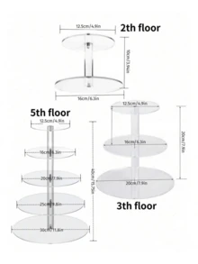 Round Acrylic Cake Display Stand, Multi-Tier Dessert Food Rack, Suitable For Wedding, Birthday Party Cake Stand, Cake Decoration, Cupcake Stand, Cake Decor, Cake Riser, Wedding Decor, Wedding Party Supplies, Wedding Decorations, Wedding Accessories, Wedding Cake Stand, Back To School - Clear - View 3