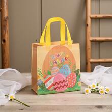 25PCS Easter Gift Packaging Bag With Handle -4 Unique Designs For Party Hand-Held Gift Bags, 9 Inches X 8.6 Inches X 4.3 Inches, Non-Woven Bag, Shopping Bag, Rabbit Egg Pattern, Suitable For Easter Party Decorations - Many - View 6