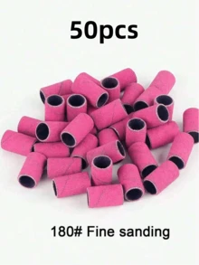 100pcs/Box Sanding Band Set, Includes Metal Shaft, Nail Drill Bits For Removing Nail Polish, Gel, Calluses And Cuticles, With Sanding Band Cutter, Manicure Supplies, Nail Care Tools, Back To School, Nails, Manicure Tools, Fake Nails Tools - Hot Pink - View 4