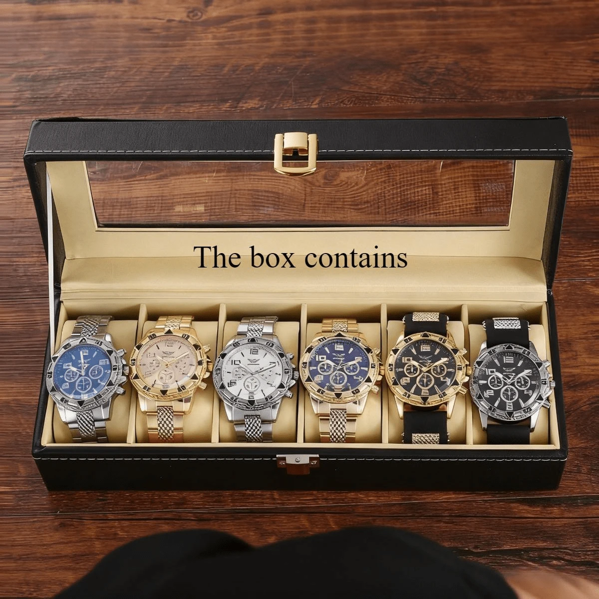 6-Piece Multi-Style Men's Party Watch Gift Set Durable Steel Band Fashion Watches For Him With Box Included Ideal For Birthdays Anniversaries Holidays - A - View 1