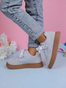 1双女童帆布运动鞋，新款春夏儿童运动鞋，软底跑步鞋 - 灰色 - 查看 6