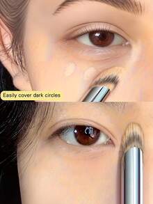 1pc Multi-Functional Precise Coverage Concealer, Soft & Fluffy Finger-Shaped Concealer Brush For Flawless Makeup - Black - View 1