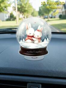 2D Flat, Rotating Acrylic Snow Globe Wedding/Valentine's Decoration, Acrylic Globe With Couple Figurine- Quiet Rotating Winter Scene Night Sky, Elegant Village Ornament For Home/Office Desk, Twinkling Snow Globe Decorations For Holiday Tabletop Display ( & S), Lightweight Holiday Plaque For Year-Round Decorative Sign, 2D Flat, Ideal Gift For Home Decoration, Valentine's Day, Easter, Halloween, Graduation Ceremonies, And Home Decor - Multicolor - View 8
