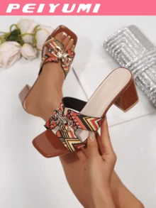 PEIYUMI New Women's H-Strap High Heel Shoes, Fashionable And Elegant, Bohemian Style, Suitable For Casual Gatherings - Brown - View 6