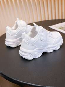 1 para skórzanych butów sportowych dla dzieci, białe, dla chłopców i dziewcząt, uczniów szkół podstawowych - Biały - Zobacz 3