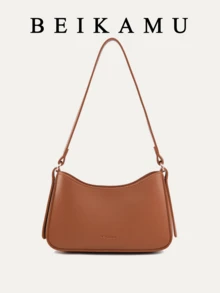 1 chiếc túi đeo vai nữ tối giản màu trơn, dây đeo điều chỉnh được, kiểu dáng hình lưỡi liềm, thích hợp cho sinh viên, đi làm, mua sắm, dạo phố, sử dụng hàng ngày. - màu nâu - Xem 1