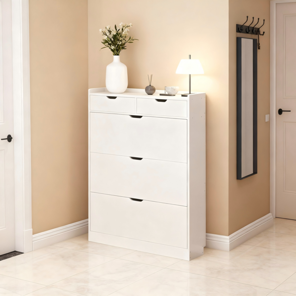 130cm Zapatera Organizador Zapatos Moderna De Madera Blanco