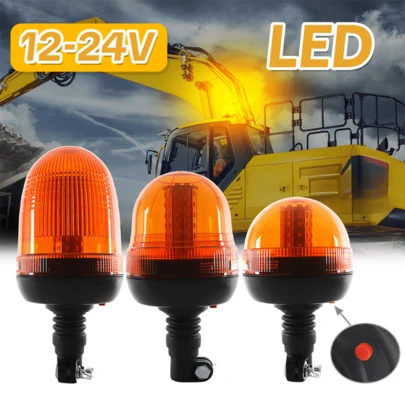 Heavy Duty Amber Rotating Warning Light - 40/60/80 LED Beads, 12-24V, High Brightness, Easy Installation Vehicle Safety Accessory, Sturdy Construction, Equipped With LED Controller, Suitable For Truck And Car LED Courtesy Lights