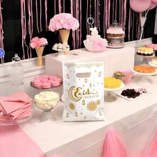 10个白色中秋节卡通糖果袋，PE材质礼品袋，月亮城堡礼品袋，节日礼品零食包装袋 - 白色 - 查看 1