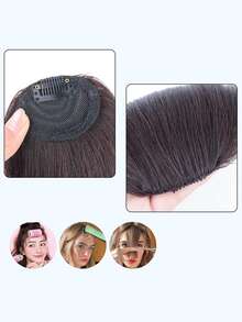 夹式刘海，真人发刘海，带鬓角刘海，隐形夹式刘海，柔软法式刘海，女士刘海，自然逼真，适合日常佩戴，轻盈飘逸的刘海假发，深棕色及多种颜色可选 - 彩色 - 查看 6