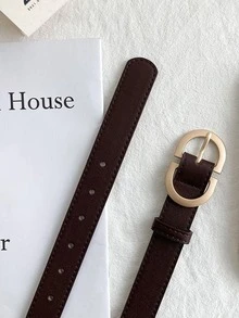 2pcs Simple & Fashionable Women's Belts, Suitable For Everyday Wear - Coffee Brown - View 2