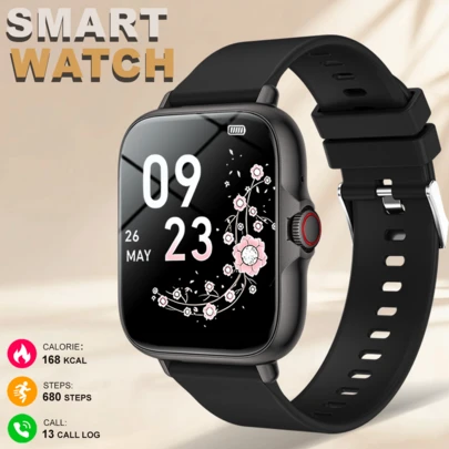 全新热销 1.83 英寸全屏触控智能手表，男女皆宜，具有无线通话功能、计步器、卡路里、多种运动模式、通知、远程摄像头、音乐控制和健身追踪功能，支持 Android 和 iOS 无线连接，是圣诞节、万圣节的绝佳礼物