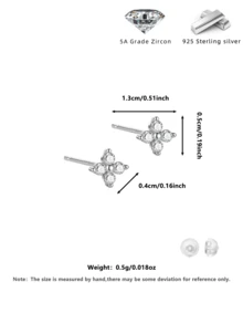 S925纯银幸运四叶草耳骨耳环，迷你锆石水晶耳钉，适合情人节、日常佩戴、派对等场合。 - 耳環 - 查看 9