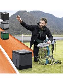 升级版 XL 成人便携式马桶，超大便携式旅行冲水马桶带盖，成人和儿童适用高位露营马桶，适用于汽车、徒步旅行、海滩和露营的紧凑型便携式马桶 - 彩色 - 查看 5