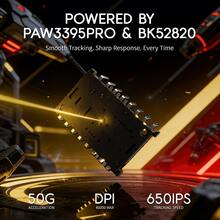 ATTACK SHARK MAMBASNAKE M2 三模式游戏鼠标，PAW3395PRO 40,000 DPI 传感器，博通 BK52820 芯片，41 克超轻碳纤维材质，1 亿次寿命欧姆龙微动开关，1000Hz 轮询率 - 彩色 - 查看 3