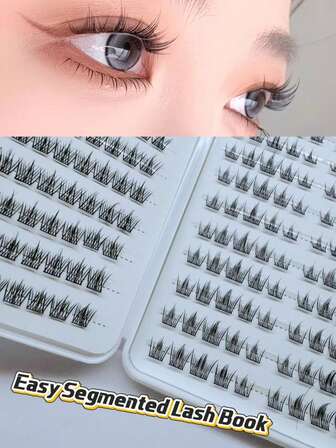 Guppy Black Gold 3-Step SYD Lashes | Black Band Natural Segmented Lazy 3-Step Dandelion Comic Eye Fake Lashes |140/200 Clusters Large-Capacity