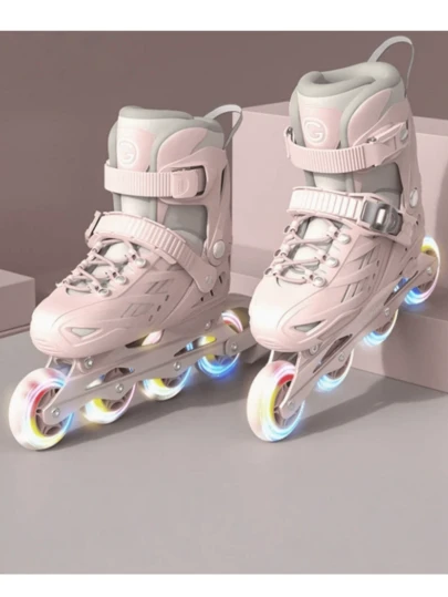 Patines en Línea para Niñas Principiantes - Todo Incluido, Ruedas LED y Ajuste de Talla, Protección Completa