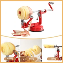 3-In-1 Apple Peeler, Corer, And Slicer Crafted From Alloy Materials, This Modern 3-In-1 Peeler Features A Powerful Suction Cup Base And Stainless Steel Blades (Includes 2 Peeling Blades/1 Slicing Blade). Suitable For Apples, Pears, Kiwis, Potatoes, And More. An Ideal Gift For Christmas, New Year, Or Birthdays, Perfect For Friends And Family. - Multicolor - View 8