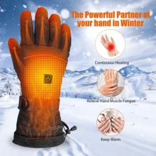 一双可充电加热手套，冬季电热手套，配备两节4000mAh可充电电池，防水保暖PU皮手套，3种加热模式和自动温度控制，灵活触屏工作手套，男女通用户外骑行、摩托车、狩猎、滑雪、徒步、露营、钓鱼等冬季运动保暖手套，圣诞礼物