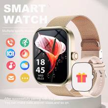 Reloj inteligente con pantalla HD, equipado con pantalla curva de color LED de alta definición, compatible con varios idiomas, pantalla táctil completa, reproductor de música, función de llamada, notificación de mensajes - Multicolor - Ver 16