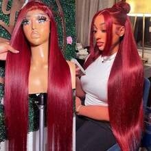180 Density Burgundy #99J Color Straight Lace Front Wig Human Blended Hair 5x5 Pre-Pulled With Baby Hair 180% Density Lace Close Up Human Hair Wig Women 13X4 Upgraded HD Lace Front Wig Straight Lace Front Wig Human Blended Hair 13x6 Glueless Wear & Go Wigs Human Hair Pre Plucked 28 Inch