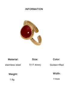 Set de 3 anillos geométricos abiertos vintage minimalistas y elegantes chapados en acero inoxidable, ajustables para uso diario, fiestas y citas de mujeres - conjunto de tres piezas - Ver 3